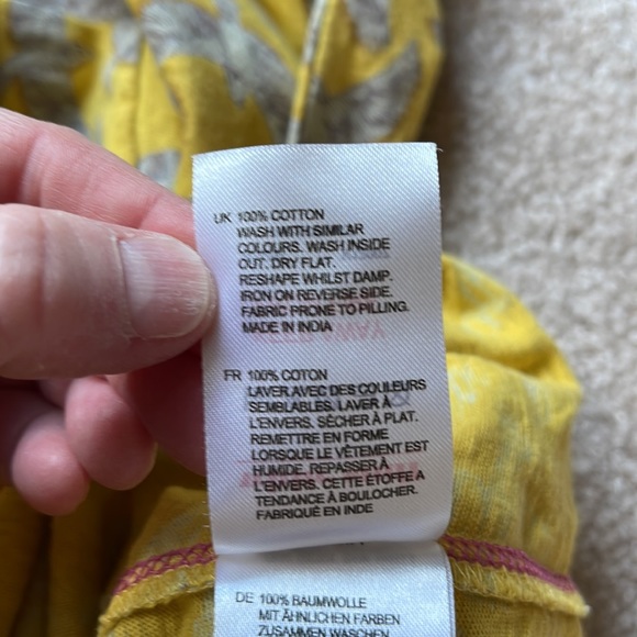 White Stuff Yellow Long Sleeve Tie Front Top Size US 8/UK 12 - Picture 6 of 6